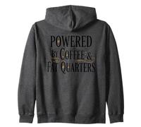 Powered By Coffee& Fat Quarters Coffee Lover Sewing Quilting Zip Hoodie
