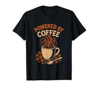 Powered by Coffee Funny Caffeine Bean T-Shirt, Men, Black, Medium