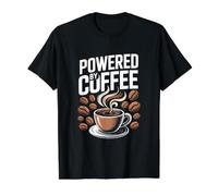 Powered By Coffee Funny Caffeine Quote for Coffee Lovers Value Graphic T-Shirt, Men, Black, M