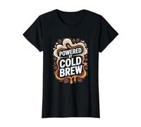 Powered By Cold Brew Coffee Lovers Design Value Graphic T-Shirt, Women, Black, M