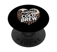 Powered By Cold Brew Coffee Lovers Heart PopSockets Adhesive PopGrip