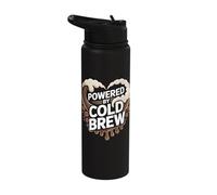 Powered By Cold Brew Coffee Lovers Heart Stainless Steel Insulated Water Bottle