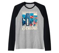 Powered By Compressed Air Scuba Flag Dive Raglan Baseball Tee