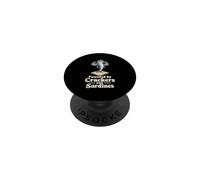 Powered by Crackers and Sardines Funny Tinned Fish PopSockets Adhesive PopGrip