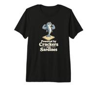Powered by Crackers and Sardines Funny Tinned Fish Premium T-Shirt