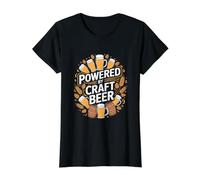 Powered By Craft Beer Brew Lover Mugs Value Graphic T-Shirt, Women, Black, L