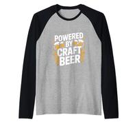 Powered by Craft Beer Enthusiast Fun Raglan Baseball Tee