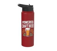 Powered By Craft Beer Hops Barley Pint Stainless Steel Insulated Water Bottle
