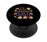 Powered By Crayons And Curiosity Funny Kindergarten Kids PopSockets Adhesive PopGrip