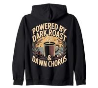 Powered by Dark Roast Dawn Chorus Birding Design Zip Hoodie