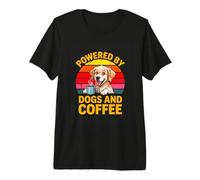 Powered By Dogs and Coffee Funny Dog Coffee Lover Premium T-Shirt