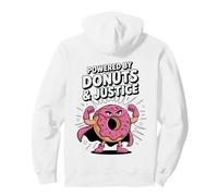 Powered by Donuts & Justice Funny Heroic Donut Design Pullover Hoodie