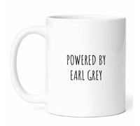 Powered by Earl Grey Mug - Tea Enthusiast Coffee Cup - Beverage Lover Funny Gift from - Herbal Infusion Mugs - Caffeine Cups - 11Oz Ceramic Drinking Cups for Drinkers, Birthday, Him, Her, Christmas
