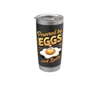 Powered by Eggs and Spite Breakfast Brunch Egg Lover Stainless Steel Insulated Tumbler