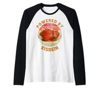 Powered by Eisbein Funny Retro German Food Pork Knuckle Raglan Baseball Tee