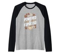 Powered by Espresso Coffee Beans Mug Lover Raglan Baseball Tee