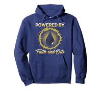 Powered By Faith And Oils Funny Essential Oils Pullover Hoodie, Adult Unisex, Navy Blue, Small