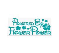 Powered By Flower Power - Hibiscus and Floral Petals Hippie Design, Funny Novelty Car/Van/Laptop Vinyl Decal Sticker suitable for Wall, Window, Bumper or any smooth surface (Turquoise)