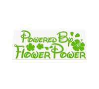 Powered By Flower Power - Hibiscus and Floral Petals Hippie Design, Funny Novelty Car/Van/Laptop Vinyl Decal Sticker suitable for Wall, Window, Bumper or any smooth surface (Green)