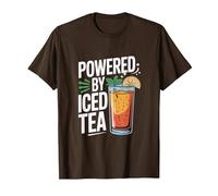 Powered by Iced Tea Refreshing Drink Design T-Shirt, Men, Brown, 3X-Large