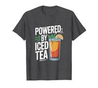Powered by Iced Tea Refreshing Drink Design T-Shirt, Men, Dark Heather Grey, Medium