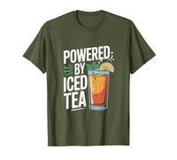 Powered by Iced Tea Refreshing Drink Design T-Shirt, Men, Olive Green, Medium