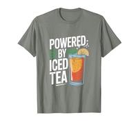 Powered by Iced Tea Refreshing Drink Design T-Shirt, Men, Olive Heather, Medium