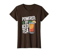 Powered by Iced Tea Refreshing Drink Design T-Shirt, Women, Brown, XX-Large