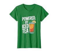 Powered by Iced Tea Refreshing Drink Design T-Shirt, Women, Kelly Green, Small