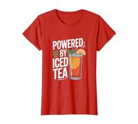 Powered by Iced Tea Refreshing Drink Design T-Shirt, Women, Red, Medium
