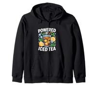 Powered By Iced Tea Refreshing Drink Quote Zip Hoodie