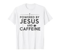 Powered by Jesus and Caffeine Faith Humor Christian Design T-Shirt