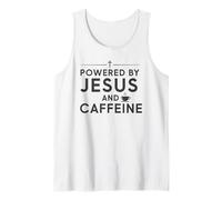 Powered by Jesus and Caffeine Faith Humor Christian Design Tank Top