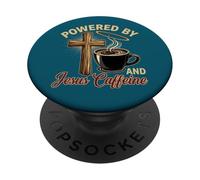 Powered by Jesus and Caffeine - Funny Faith & Coffee Lover PopSockets Adhesive PopGrip