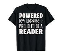 Powered by Jesus Proud to a Reader Christian Faith Read Value Graphic T-Shirt, Men, Black, S