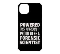Powered by Jesus Proud to be Forensic Scientist Christian Case for iPhone 14 Plus