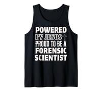 Powered by Jesus Proud to be Forensic Scientist Christian Tank Top
