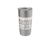 Powered by Jesus Proud to be Policy Analyst Christian Stainless Steel Insulated Tumbler