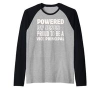 Powered by Jesus Proud to be Vice Principal Christian Raglan Baseball Tee