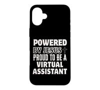 Powered by Jesus Proud to be Virtual Assistant Christian Case for iPhone 16 Plus