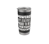 Powered by Jesus Proud to be Virtual Assistant Christian Stainless Steel Insulated Tumbler
