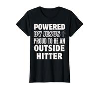 Powered by Jesus Proud to Outside Hitter Christian Faith Value Graphic T-Shirt, Women, Black, XL
