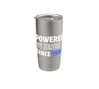 Powered by Jesus Since 1995 Christian Faith Birthday Stainless Steel Insulated Tumbler