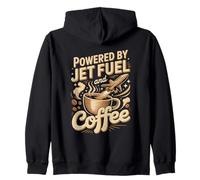 Powered By Jet Fuel And Coffee Planes Aviation Zip Hoodie