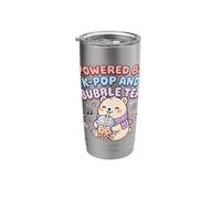 Powered By K-Pop and Bubble Tea Cute Bear Stainless Steel Insulated Tumbler