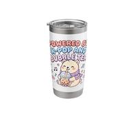 Powered By K-Pop and Bubble Tea Cute Bear Stainless Steel Insulated Tumbler