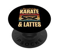 Powered By Karate And Lattes Retro Vintage Coffee Love PopSockets Adhesive PopGrip