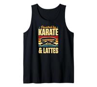 Powered By Karate and Lattes Retro Vintage Coffee Love Tank Top