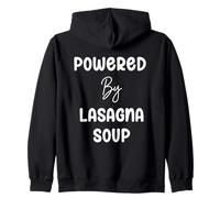 Powered By Lasagna Soup Italian Inspired Retro Vintage Text Zip Hoodie