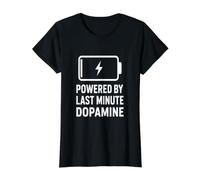 Powered By Last Minute Dopamine Retro Vintage Value Graphic T-Shirt, Women, Black, S